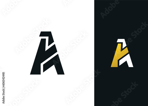 Logo design of the letter A.