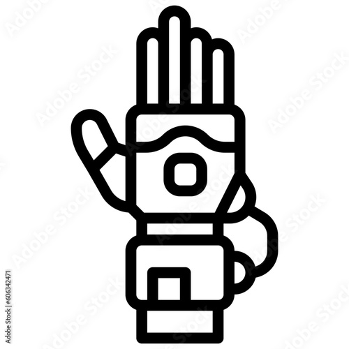 prosthetic hand line icon,linear,outline,graphic,illustration