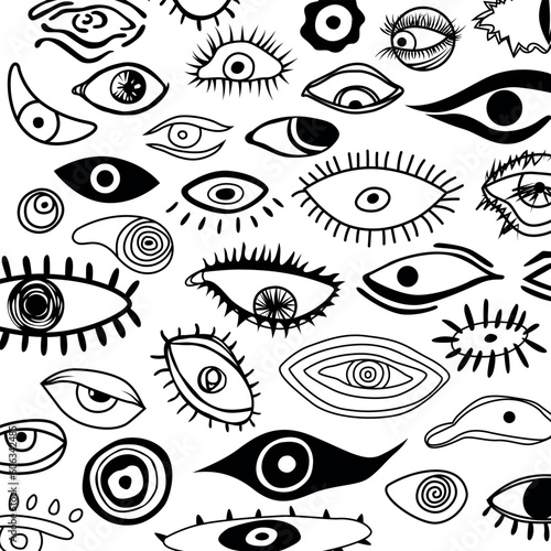 vector illustration Modern contemporary trendy eye pattern. Flat design. Free hand drawing style.