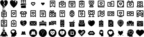 Set Of Romance Icons Isolated Silhouette Solid Icon With Love, Couple, Woman, Romance, Man, Dating, Romantic Infographic Simple Vector Illustration Logo
