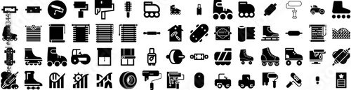 Set Of Roller Icons Isolated Silhouette Solid Icon With Vector, Illustration, Roller, Fun, Park, Coaster, Summer Infographic Simple Vector Illustration Logo