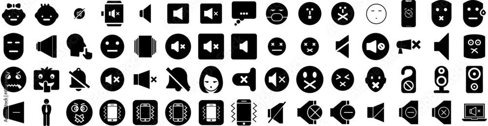 Set Of Silent Icons Isolated Silhouette Solid Icon With Icon, Sound, Vector, Sign, Silent, Illustration, Symbol Infographic Simple Vector Illustration Logo Set Of Silent Icons Isolated Silhouette Solid Icon With Icon, Sound, Vector, Sign, Silent, Illustration, Symbol Infographic Simple Vector Illustration Logo