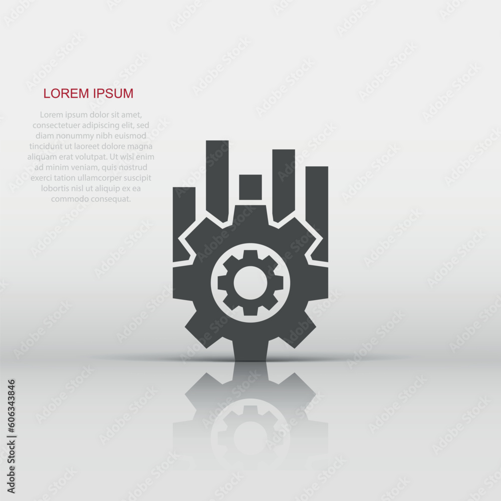 Operation project icon in flat style. Gear process vector illustration on white isolated background. Technology produce business concept. Operation project icon in flat style. Gear process vector illustration on white isolated background. Technology produce business concept.