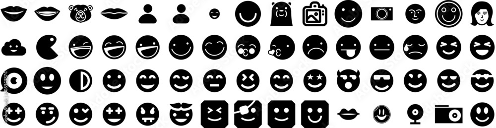 Set Of Smile Icons Isolated Silhouette Solid Icon With Isolated, Smile, Woman, Cheerful, Face, Happy, Young Infographic Simple Vector Illustration Logo Set Of Smile Icons Isolated Silhouette Solid Icon With Isolated, Smile, Woman, Cheerful, Face, Happy, Young Infographic Simple Vector Illustration Logo