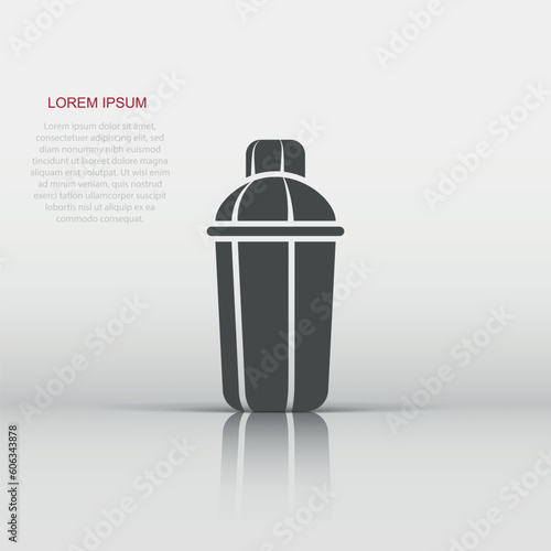 Shaker icon in flat style. Sport bottle vector illustration on white isolated background. Fitness container business concept.