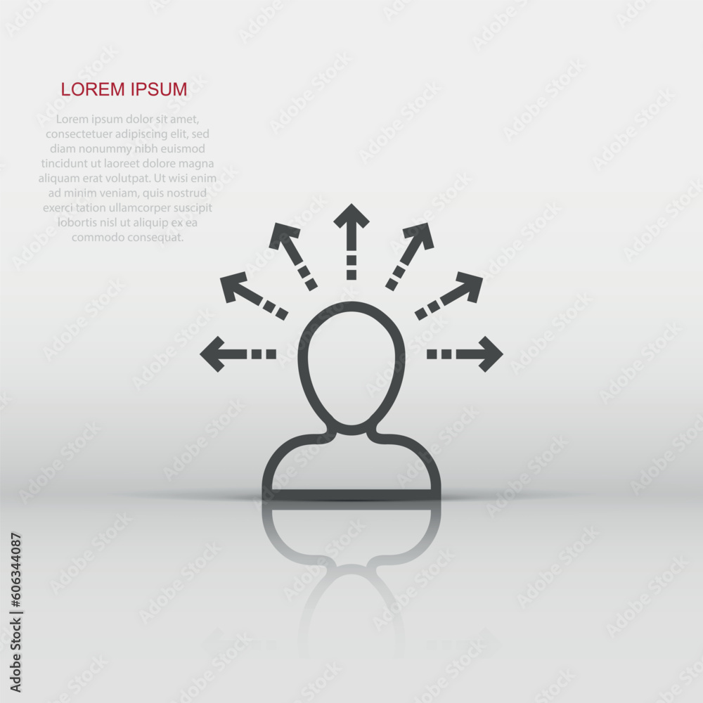 Mind awareness icon in flat style. Idea human vector illustration on white isolated background. Customer brain business concept. Mind awareness icon in flat style. Idea human vector illustration on white isolated background. Customer brain business concept.