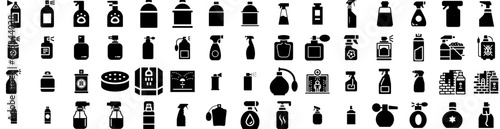 Set Of Spray Icons Isolated Silhouette Solid Icon With Vector, Splash, Background, Black, Isolated, Spray, Abstract Infographic Simple Vector Illustration Logo