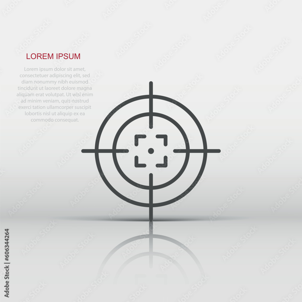 Shooting target vector icon in flat style. Aim sniper symbol illustration on white background. Target aim business concept. Shooting target vector icon in flat style. Aim sniper symbol illustration on white background. Target aim business concept.