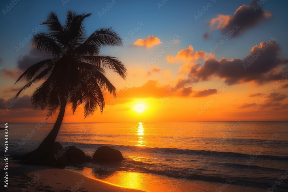sunset on the beach- Ai