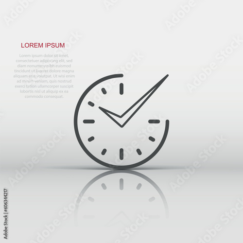 Real time icon in flat style. Clock vector illustration on white isolated background. Watch business concept.