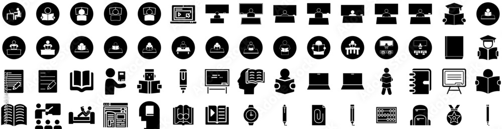 Set Of Studying Icons Isolated Silhouette Solid Icon With University, Education, Student, School, College, Learning, Study Infographic Simple Vector Illustration Logo Set Of Studying Icons Isolated Silhouette Solid Icon With University, Education, Student, School, College, Learning, Study Infographic Simple Vector Illustration Logo