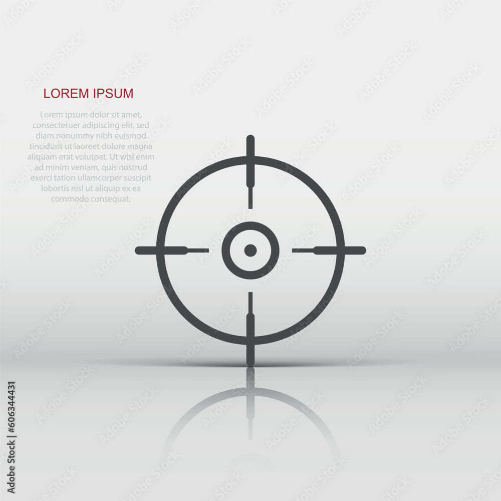 Shooting target vector icon in flat style. Aim sniper symbol illustration on white background. Target aim business concept. Shooting target vector icon in flat style. Aim sniper symbol illustration on white background. Target aim business concept.