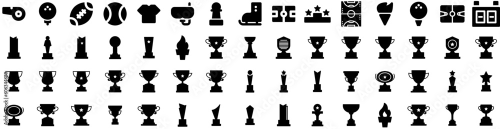Fototapeta premium Set Of Tournament Icons Isolated Silhouette Solid Icon With Competition, Championship, Vector, Illustration, Tournament, Game, Sport Infographic Simple Vector Illustration Logo