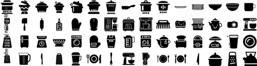 Set Of Utensil Icons Isolated Silhouette Solid Icon With Set, Food, Kitchen, Cooking, Utensil, Vector, Spoon Infographic Simple Vector Illustration Logo