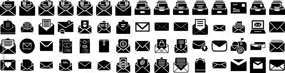 Set Of Envelope Icons Isolated Silhouette Solid Icon With Paper, Letter, Message, Envelope, Blank, Isolated, Vector Infographic Simple Vector Illustration Logo Set Of Envelope Icons Isolated Silhouette Solid Icon With Paper, Letter, Message, Envelope, Blank, Isolated, Vector Infographic Simple Vector Illustration Logo