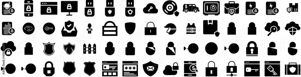 Set Of Secure Icons Isolated Silhouette Solid Icon With Safety, Computer, Technology, Internet, Security, Protection, Secure Infographic Simple Vector Illustration Logo Set Of Secure Icons Isolated Silhouette Solid Icon With Safety, Computer, Technology, Internet, Security, Protection, Secure Infographic Simple Vector Illustration Logo