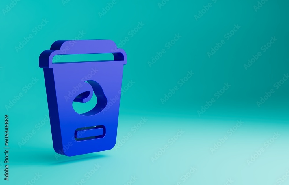 Blue Yogurt container icon isolated on blue background. Yogurt in plastic cup. Minimalism concept. 3D render illustration Blue Yogurt container icon isolated on blue background. Yogurt in plastic cup. Minimalism concept. 3D render illustration