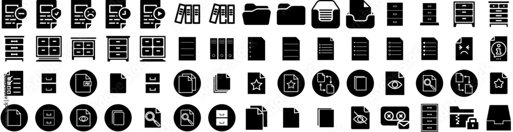 Set Of Archive Icons Isolated Silhouette Solid Icon With Business, File, Storage, Document, Archive, Data, Office Infographic Simple Vector Illustration Logo Set Of Archive Icons Isolated Silhouette Solid Icon With Business, File, Storage, Document, Archive, Data, Office Infographic Simple Vector Illustration Logo