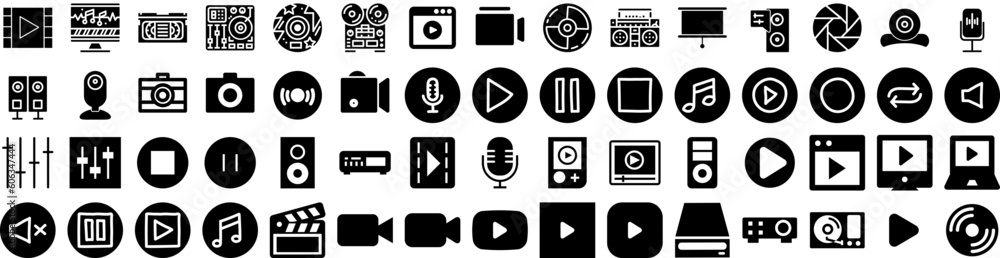 Set Of Multimedia Icons Isolated Silhouette Solid Icon With Media, Film, Video, Movie, Computer, Multimedia, Technology Infographic Simple Vector Illustration Logo Set Of Multimedia Icons Isolated Silhouette Solid Icon With Media, Film, Video, Movie, Computer, Multimedia, Technology Infographic Simple Vector Illustration Logo