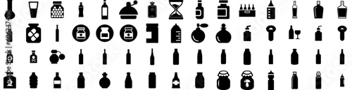 Set Of Bottle Icons Isolated Silhouette Solid Icon With White, Bottle, Drink, Container, Isolated, Vector, Design Infographic Simple Vector Illustration Logo