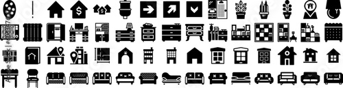Set Of House Icons Isolated Silhouette Solid Icon With Architecture, House, Property, Home, Building, Estate, Residential Infographic Simple Vector Illustration Logo