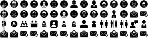 Set Of Person Icons Isolated Silhouette Solid Icon With Business, Female, Team, Office, People, Person, Group Infographic Simple Vector Illustration Logo