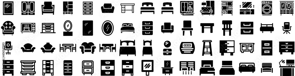 Set Of Furniture Icons Isolated Silhouette Solid Icon With Living, Design, Furniture, Interior, Home, Table, Room Infographic Simple Vector Illustration Logo Set Of Furniture Icons Isolated Silhouette Solid Icon With Living, Design, Furniture, Interior, Home, Table, Room Infographic Simple Vector Illustration Logo