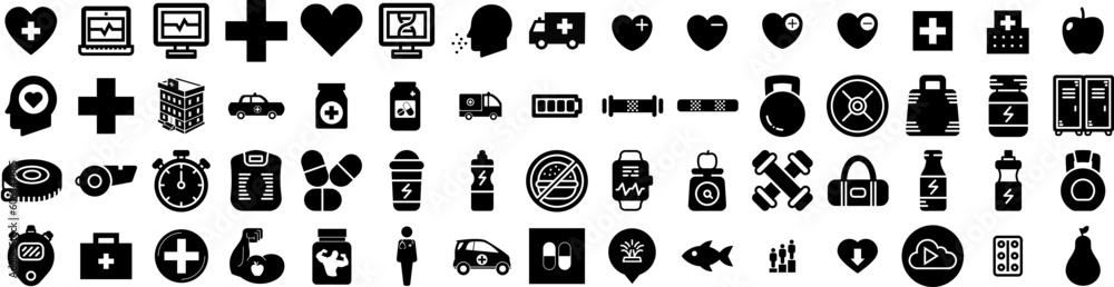 Set Of Health Icons Isolated Silhouette Solid Icon With Care, Symbol, Concept, Health, People, Medicine, Mental Infographic Simple Vector Illustration Logo Set Of Health Icons Isolated Silhouette Solid Icon With Care, Symbol, Concept, Health, People, Medicine, Mental Infographic Simple Vector Illustration Logo