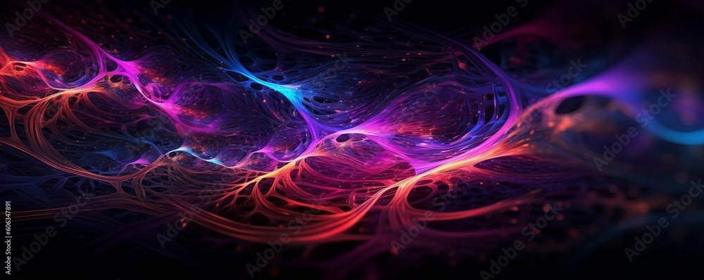 Violet and Blue Horizontal Energy Wave Colorful Desktop Background Generative AI