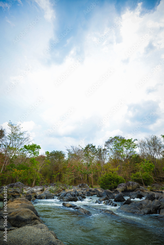The waterfall river in beautiful day. The waterfall river in beautiful day.
