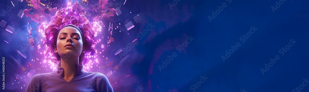 Concept of mind opening to cosmos and other realities. Meditation, chakra, spirituality. Generative AI. Concept of mind opening to cosmos and other realities. Meditation, chakra, spirituality. Generative AI.
