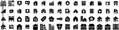 Set Of Estate Icons Isolated Silhouette Solid Icon With Business, Home, Real, Property, Investment, Estate, House Infographic Simple Vector Illustration Logo
