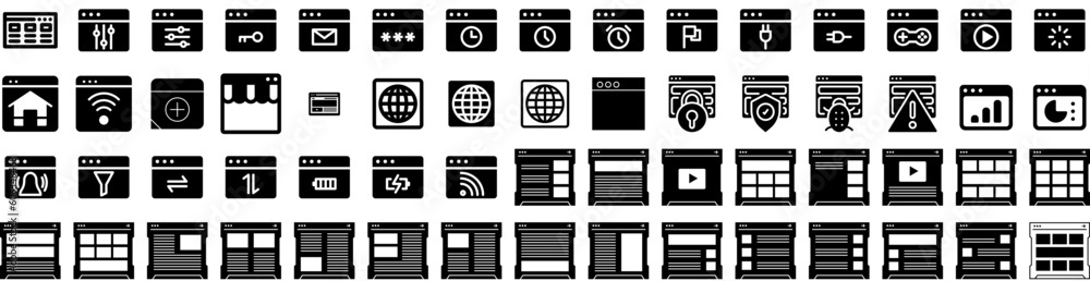 Set Of Browser Icons Isolated Silhouette Solid Icon With Computer, Window, Design, Browser, Interface, Tab, Web Infographic Simple Vector Illustration Logo Set Of Browser Icons Isolated Silhouette Solid Icon With Computer, Window, Design, Browser, Interface, Tab, Web Infographic Simple Vector Illustration Logo