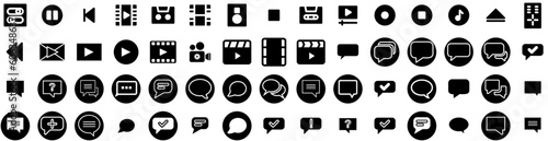 Set Of Multimedia Icons Isolated Silhouette Solid Icon With Media, Computer, Technology, Video, Multimedia, Film, Movie Infographic Simple Vector Illustration Logo