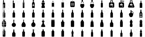 Set Of Bottle Icons Isolated Silhouette Solid Icon With Design  Drink  Isolated  White  Bottle  Container  Vector Infographic Simple Vector Illustration Logo