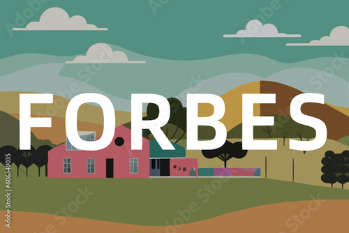 Forbes: Modern illustration of an Australian scene with the name Forbes in New South Wales photo