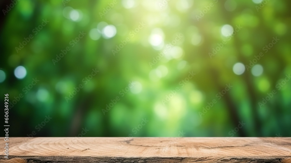Wooden top with bokeh nature background Wooden top with bokeh nature background