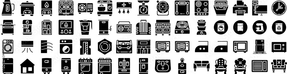 Set Of Appliance Icons Isolated Silhouette Solid Icon With Domestic, Kitchen, Household, Home, Equipment, Set, Refrigerator Infographic Simple Vector Illustration Logo Set Of Appliance Icons Isolated Silhouette Solid Icon With Domestic, Kitchen, Household, Home, Equipment, Set, Refrigerator Infographic Simple Vector Illustration Logo