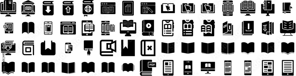 Set Of Ebook Icons Isolated Silhouette Solid Icon With Screen, Ebook, Electronic, Book, Digital, Education, Technology Infographic Simple Vector Illustration Logo Set Of Ebook Icons Isolated Silhouette Solid Icon With Screen, Ebook, Electronic, Book, Digital, Education, Technology Infographic Simple Vector Illustration Logo