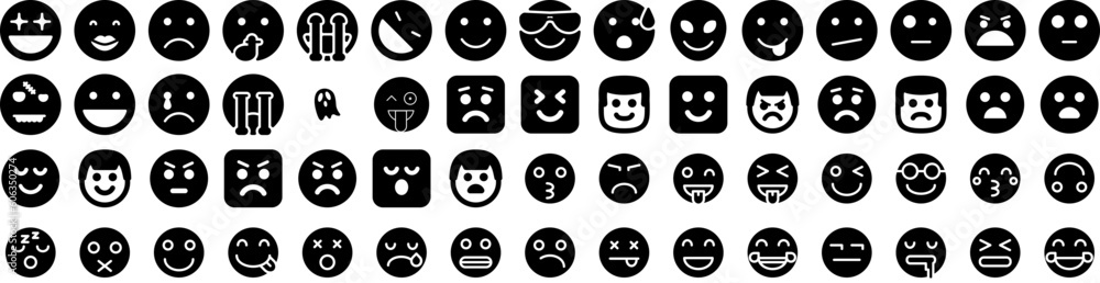 Set Of Emoticons Icons Isolated Silhouette Solid Icon With Face, Symbol, Vector, Set, Sign, Emoticon, Icon Infographic Simple Vector Illustration Logo Set Of Emoticons Icons Isolated Silhouette Solid Icon With Face, Symbol, Vector, Set, Sign, Emoticon, Icon Infographic Simple Vector Illustration Logo