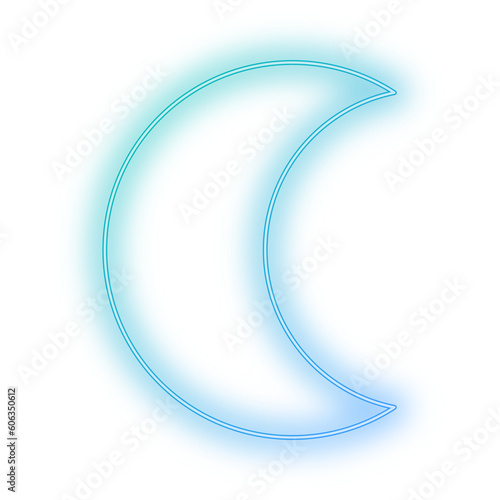 Gradient Neon Light Green Blue Crescent Moon