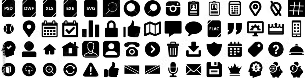 Set Of Multiple Icons Isolated Silhouette Solid Icon With Concept ...