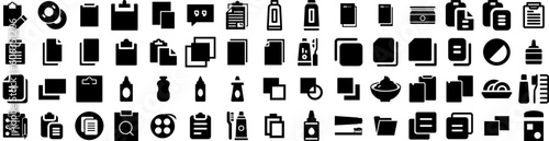 Set Of Paste Icons Isolated Silhouette Solid Icon With Street, Design, Old, Background, Paste, Texture, White Infographic Simple Vector Illustration Logo