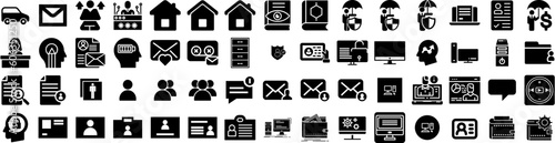 Set Of Personal Icons Isolated Silhouette Solid Icon With Computer, Workout, Information, Digital, Fitness, Personal, Technology Infographic Simple Vector Illustration Logo