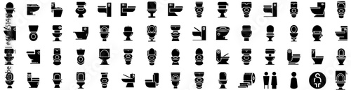 Set Of Restroom Icons Isolated Silhouette Solid Icon With Public, Wc, Toilet, Restroom, Room, Bathroom, Male Infographic Simple Vector Illustration Logo