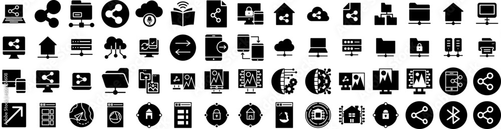 Set Of Sharing Icons Isolated Silhouette Solid Icon With Internet, Media, Share, Icon, Web, Symbol, Social Infographic Simple Vector Illustration Logo Set Of Sharing Icons Isolated Silhouette Solid Icon With Internet, Media, Share, Icon, Web, Symbol, Social Infographic Simple Vector Illustration Logo