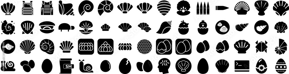 Set Of Shell Icons Isolated Silhouette Solid Icon With Marine, Beach, Summer, Shell, Seashell, Ocean, Sea Infographic Simple Vector Illustration Logo Set Of Shell Icons Isolated Silhouette Solid Icon With Marine, Beach, Summer, Shell, Seashell, Ocean, Sea Infographic Simple Vector Illustration Logo