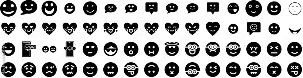 Set Of Smiley Icons Isolated Silhouette Solid Icon With Happy, Symbol, Icon, Vector, Face, Smile, Smiley Infographic Simple Vector Illustration Logo Set Of Smiley Icons Isolated Silhouette Solid Icon With Happy, Symbol, Icon, Vector, Face, Smile, Smiley Infographic Simple Vector Illustration Logo