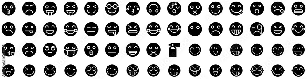 Set Of Smileys Icons Isolated Silhouette Solid Icon With Smile, Face, Symbol, Icon, Smiley, Happy, Vector Infographic Simple Vector Illustration Logo Set Of Smileys Icons Isolated Silhouette Solid Icon With Smile, Face, Symbol, Icon, Smiley, Happy, Vector Infographic Simple Vector Illustration Logo