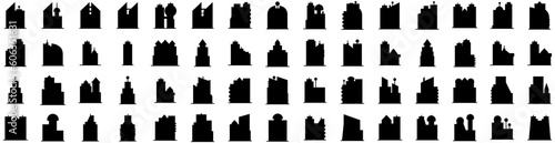 Set Of Skyscraper Icons Isolated Silhouette Solid Icon With Business, Urban, Architecture, Tower, Office, Skyscraper, City Infographic Simple Vector Illustration Logo